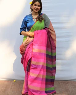 Chucklesome Charm Hand-Dyed Handwoven Cotton Saree