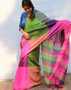 Chucklesome Charm Hand-Dyed Handwoven Cotton Saree