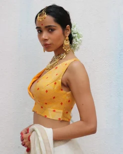 Clementia Yellow Brocade Blouse
