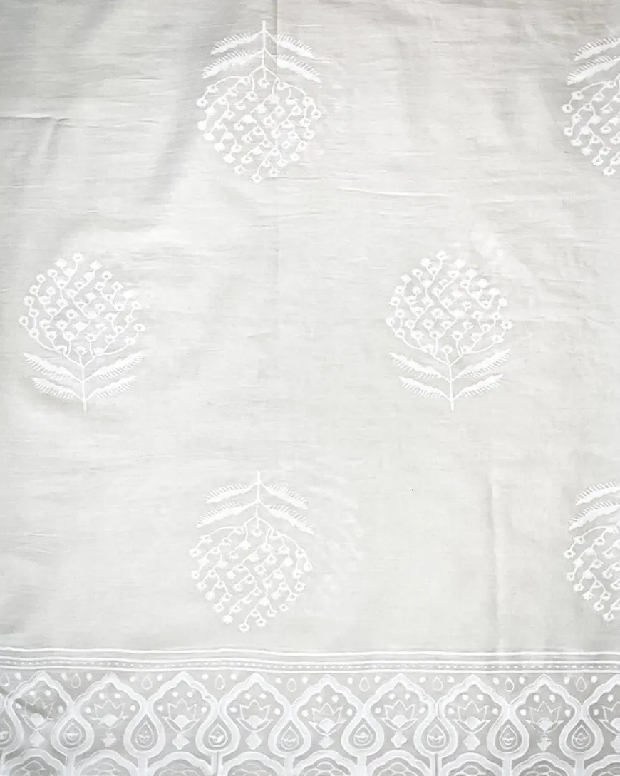 Coconut Frost Ivory Block Printed Pants - SFD