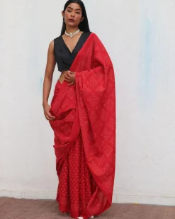 Colossus Handblockprinted Cotton Saree - Fmtm