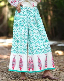 Cosmos’ Call Teal Green Block Printed Pants - MMG