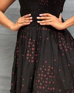 Crimson Earthrise Blockprinted Cotton Dress