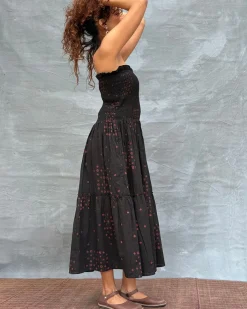 Crimson Earthrise Blockprinted Cotton Dress