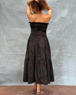 Crimson Earthrise Blockprinted Cotton Dress