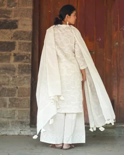 Desert Milk Ivory Block Printed Dupatta - SFD