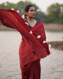 Dhara Blockprinted Modal Silk Saree - Jaisal