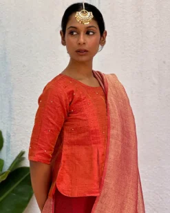 Dipti Handwoven Linen Zari Blouse - Eknoor