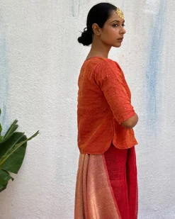 Dipti Handwoven Linen Zari Blouse - Eknoor