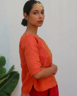 Dipti Handwoven Linen Zari Blouse - Eknoor