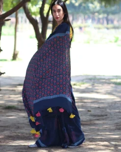 Dragonfly Dream Hand Blockprinted Cotton Saree