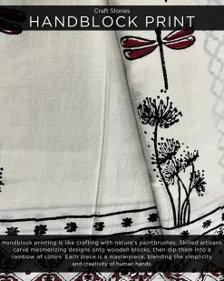 Dragonfly Garden Handblockprinted Cotton Saree