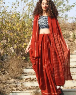 Dragonfly Love Handblockprinted Cotton Saree