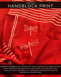 Dragonfly Love Handblockprinted Cotton Saree