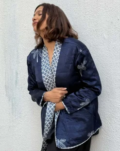 Dragonfly Mashru Silk Reversible Quilted Jacket