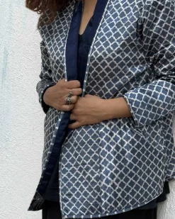 Dragonfly Mashru Silk Reversible Quilted Jacket