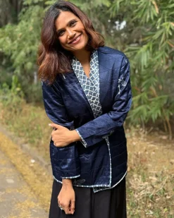 Dragonfly Mashru Silk Reversible Quilted Jacket