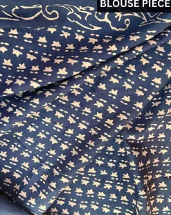 Dragonfly Meadow Hand Blockprinted Cotton Saree