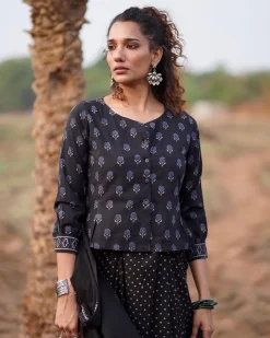 Dreamweaver Blockprinted Cotton Blouse-WWB