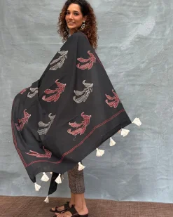 Drifting Through Dawn Blockprinted Cotton Dupatta