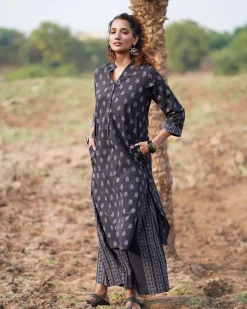 Dusk Breeze Blockprinted Cotton Kurti-WWB