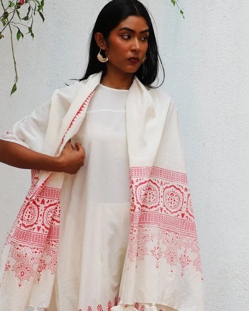 Eden Blockprinted Cotton Stole - BGVL