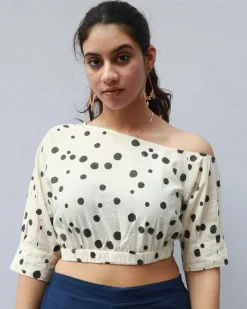 Eleanore Hand Block-Printed Cotton Blouse - Polka