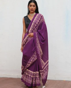 Eloise Hand Blockprinted Cotton Saree - Fmtm
