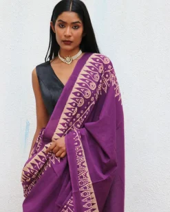 Eloise Hand Blockprinted Cotton Saree - Fmtm