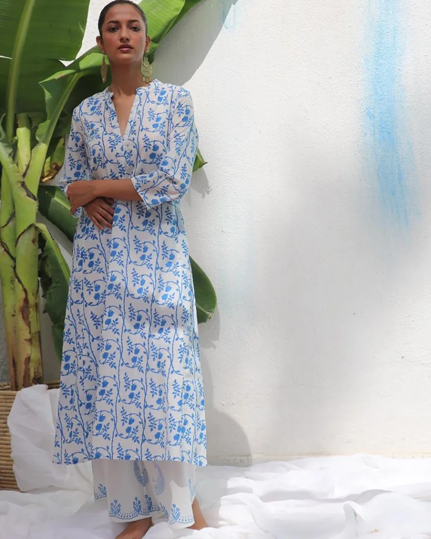 Estelle Handprinted Cotton Kurta Set - WITC