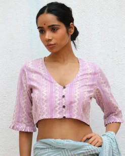 Ethereality Handblock Printed Cotton Crop Top Blouse