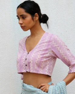 Ethereality Handblock Printed Cotton Crop Top Blouse