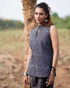 Evening Primrose Blockprinted Cotton Top-WWB