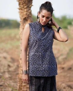Evening Primrose Blockprinted Cotton Top-WWB