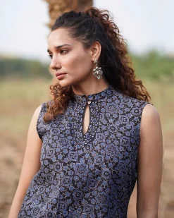 Evening Primrose Blockprinted Cotton Top-WWB