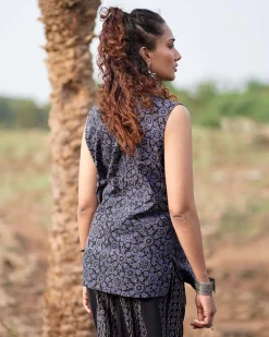 Evening Primrose Blockprinted Cotton Top-WWB