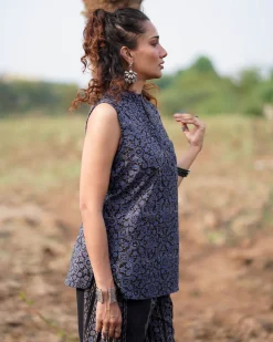 Evening Primrose Blockprinted Cotton Top-WWB