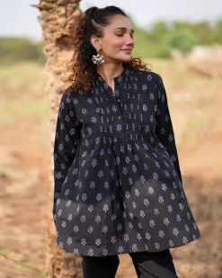 Falling Starlight Blockprinted Cotton Top-WWB