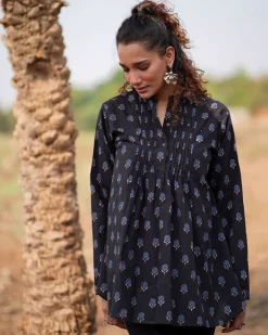 Falling Starlight Blockprinted Cotton Top-WWB