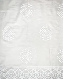 Feather Tide Ivory Block Printed Dupatta - SFD