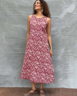 Feathered Grace Block printed Cotton Dress