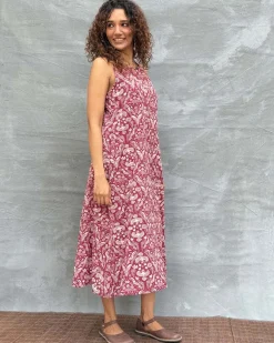 Feathered Grace Block printed Cotton Dress