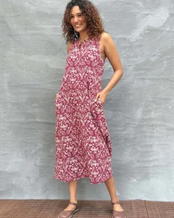Feathered Grace Block printed Cotton Dress