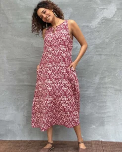 Feathered Grace Block printed Cotton Dress