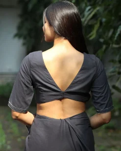 Firefly Charcoal Grey Mulmul Cotton Blouse - Jugnoo