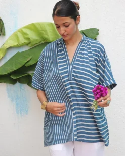 Fishan Blockprinted Cotton Top - Flower Girl