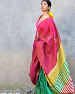 Fitoor Handwoven Linen Zari Saree - Gazala
