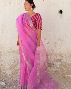 Flamboyant Jamdani Silk Saree-Samah