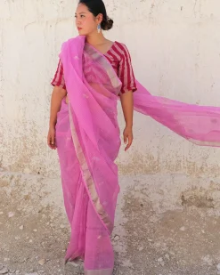 Flamboyant Jamdani Silk Saree-Samah