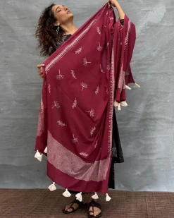 Flicker of Fireflies Blockprinted Cotton Dupatta